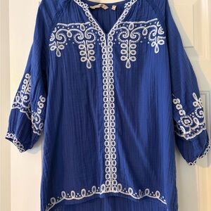 Embroidered Blue Women's Top